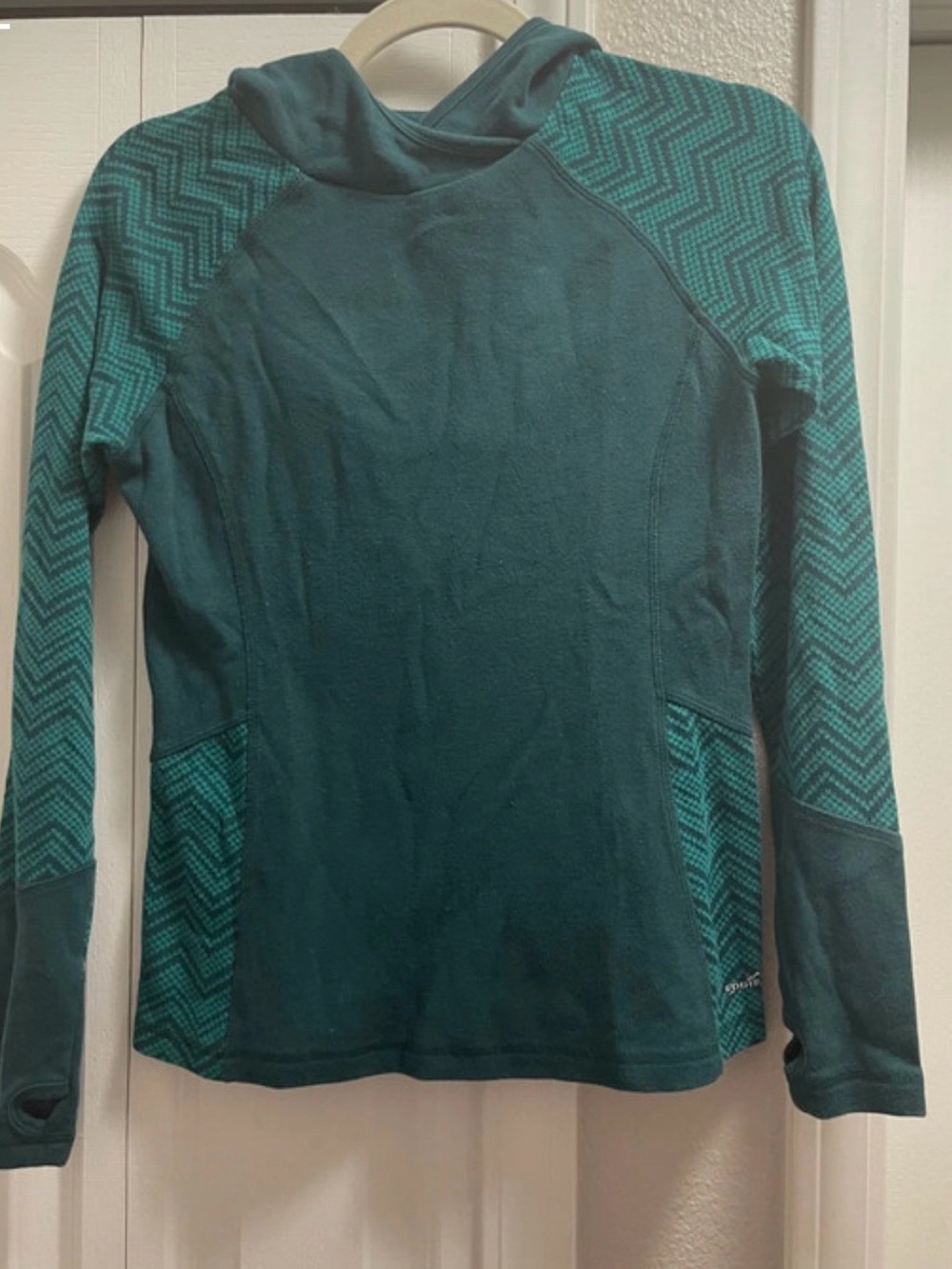 Eddie Bauer Teal Pullover Hooded Performance Top